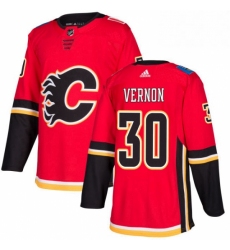 Mens Adidas Calgary Flames 30 Mike Vernon Authentic Red Home NHL Jersey 