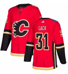 Mens Adidas Calgary Flames 31 Eddie Lack Premier Red Home NHL Jersey 