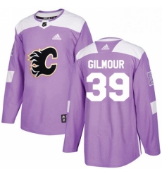 Mens Adidas Calgary Flames 39 Doug Gilmour Authentic Purple Fights Cancer Practice NHL Jersey 
