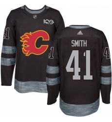 Mens Adidas Calgary Flames 41 Mike Smith Authentic Black 1917 2017 100th Anniversary NHL Jersey 