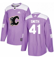 Mens Adidas Calgary Flames 41 Mike Smith Authentic Purple Fights Cancer Practice NHL Jersey 