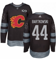 Mens Adidas Calgary Flames 44 Matt Bartkowski Authentic Black 1917 2017 100th Anniversary NHL Jersey 