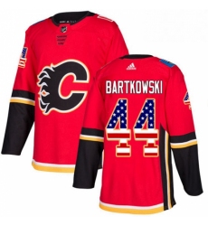 Mens Adidas Calgary Flames 44 Matt Bartkowski Authentic Red USA Flag Fashion NHL Jersey 