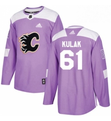 Mens Adidas Calgary Flames 61 Brett Kulak Authentic Purple Fights Cancer Practice NHL Jersey 