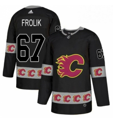 Mens Adidas Calgary Flames 67 Michael Frolik Authentic Green Salute to Service NHL Jersey 