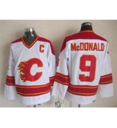 NHL Calgary Flames #9 Lanny McDonald White CCM Throwback Jerseys