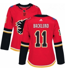 Womens Adidas Calgary Flames 11 Mikael Backlund Authentic Red Home NHL Jersey 