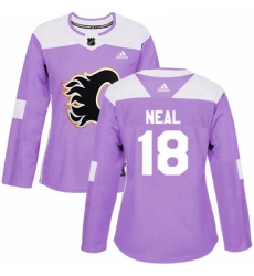 Womens Adidas Calgary Flames 18 James Neal Purple Authentic Fights Cancer Stitched NHL Jersey 