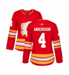 Womens Adidas Calgary Flames 4 Rasmus Andersson Premier Red Alternate NHL Jersey 