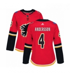 Womens Adidas Calgary Flames 4 Rasmus Andersson Premier Red Home NHL Jersey 