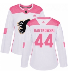 Womens Adidas Calgary Flames 44 Matt Bartkowski Authentic WhitePink Fashion NHL Jersey 