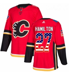 Youth Adidas Calgary Flames 27 Dougie Hamilton Authentic Red USA Flag Fashion NHL Jersey 