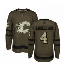 Youth Adidas Calgary Flames 4 Rasmus Andersson Authentic Green Salute to Service NHL Jersey 
