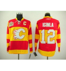 kids Calgary Flames 12 Jarome Iginla HERITAGE PATCH youth jerseys