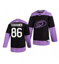Hurricanes 86 Teuvo Teravainen Black Purple Hockey Fights Cancer Adidas Jersey