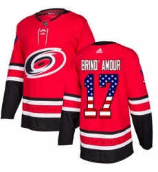 Mens Adidas Carolina Hurricanes 17 Rod BrindAmour Authentic Red USA Flag Fashion NHL Jersey 