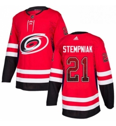 Mens Adidas Carolina Hurricanes 21 Lee Stempniak Authentic Red Drift Fashion NHL Jersey 