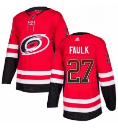 Mens Adidas Carolina Hurricanes 27 Justin Faulk Authentic Red Drift Fashion NHL Jersey 
