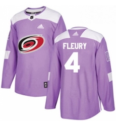 Mens Adidas Carolina Hurricanes 4 Haydn Fleury Authentic Purple Fights Cancer Practice NHL Jersey 