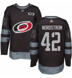 Mens Adidas Carolina Hurricanes 42 Joakim Nordstrom Premier Black 1917 2017 100th Anniversary NHL Jersey 