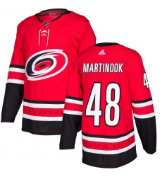 Mens Adidas Carolina Hurricanes 48 Jordan Martinook Authentic Red Drift Fashion NHL Jersey