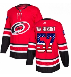 Mens Adidas Carolina Hurricanes 57 Trevor Van Riemsdyk Authentic Red USA Flag Fashion NHL Jersey 