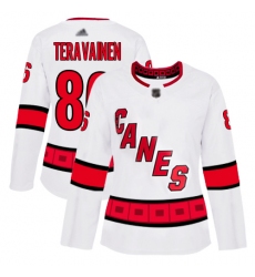Women Hurricanes 86 Teuvo Teravainen White Road Authentic Stitched Hockey Jersey