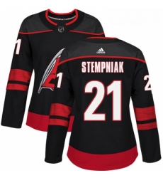 Womens Adidas Carolina Hurricanes 21 Lee Stempniak Authentic Black Alternate NHL Jersey 