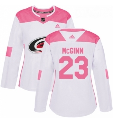 Womens Adidas Carolina Hurricanes 23 Brock McGinn Authentic WhitePink Fashion NHL Jersey 
