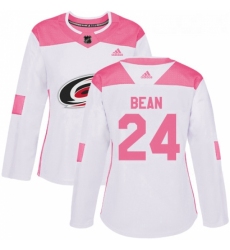 Womens Adidas Carolina Hurricanes 24 Jake Bean Authentic WhitePink Fashion NHL Jersey 
