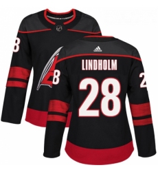 Womens Adidas Carolina Hurricanes 28 Elias Lindholm Premier Black Alternate NHL Jersey 