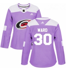 Womens Adidas Carolina Hurricanes 30 Cam Ward Authentic Purple Fights Cancer Practice NHL Jersey 