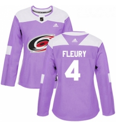 Womens Adidas Carolina Hurricanes 4 Haydn Fleury Authentic Purple Fights Cancer Practice NHL Jersey 