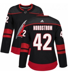 Womens Adidas Carolina Hurricanes 42 Joakim Nordstrom Authentic Black Alternate NHL Jersey 
