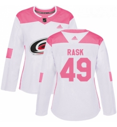 Womens Adidas Carolina Hurricanes 49 Victor Rask Authentic WhitePink Fashion NHL Jersey 