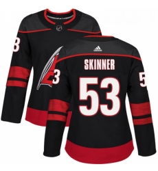 Womens Adidas Carolina Hurricanes 53 Jeff Skinner Authentic Black Alternate NHL Jersey 
