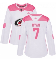 Womens Adidas Carolina Hurricanes 7 Derek Ryan Authentic WhitePink Fashion NHL Jersey 