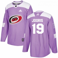 Youth Adidas Carolina Hurricanes 19 Josh Jooris Authentic Purple Fights Cancer Practice NHL Jersey 
