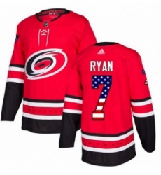 Youth Adidas Carolina Hurricanes 7 Derek Ryan Authentic Red USA Flag Fashion NHL Jersey 