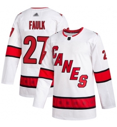 Youth Hurricanes 27 Justin Faulk White Road Authentic Stitched Hockey Jersey