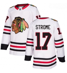 Blackhawks #17 Dylan Strome White Road Authentic Stitched Hockey Jersey