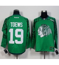 Blackhawks #19 Jonathan Toews Green St  Patricks Day New Stitched NHL Jersey