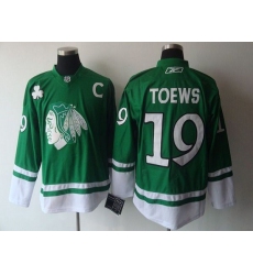 Blackhawks #19 Jonathan Toews Green St  Patty Day Stitched NHL Jersey