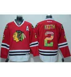 Blackhawks #2 Duncan Keith Red Team Logo On No  Stitched NHL Jersey
