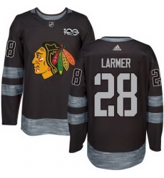 Blackhawks #28 Steve Larmer Black 1917 2017 100th Anniversary Stitched NHL Jersey