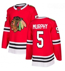 Blackhawks #5 Connor Murphy Red Home Authentic Stitched Hockey Jersey