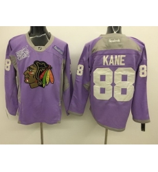 Blackhawks 88 Patrick Kane Purple Hockey Fights Cancer Reebok Jersey