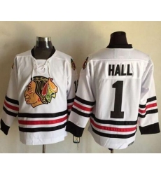 Chicago Blackhawks  #1 Glenn Hall White CCM Throwback Stitched NHL Jersey