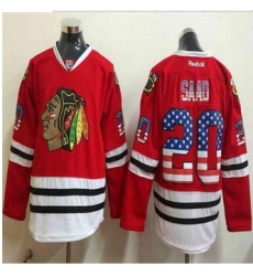 Chicago Blackhawks #20 Brandon Saad Red USA Flag Fashion Stitched NHL Jersey