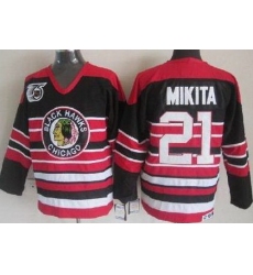 Chicago Blackhawks 21 Stan Mikita Black 75th Throwback CCM NHL Jerseys
